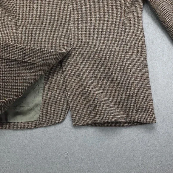 VTG Harris Tweed Wool Blazer Men's 41R Brown Plaid‎Sport Coat Handwoven Jacket